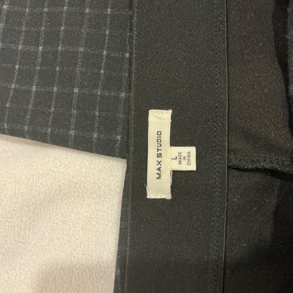 Max Studio Size Large pull on pants black and grey plaid - Picture 4 of 6